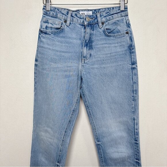 Zara Womens 4 High Rise Mom Jeans Medium Wash - Picture 3 of 14